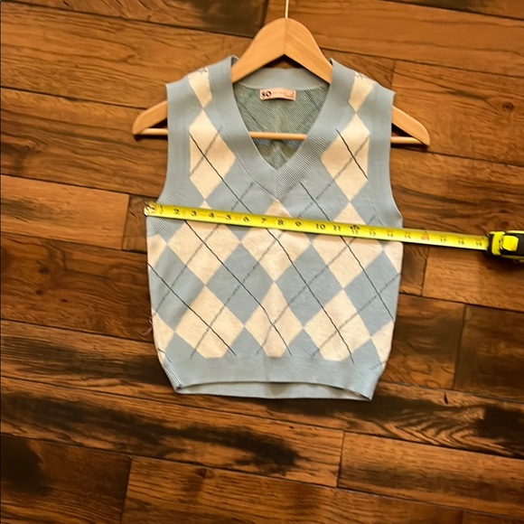 SO Women's Blue Argyle Sweater Vest - Picture 4 of 5